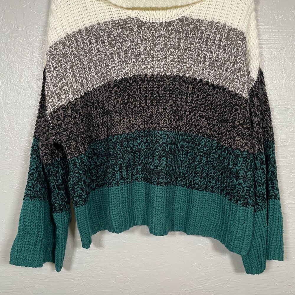 Lane Bryant Women Plus Size 18/ 20 White Gray Green Stripe Sweater Turtleneck - Picture 2 of 9